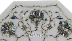 12 White Marble Floral Console Bar Table Abalone Shell Inlay Art Work Home Dec