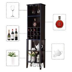 18x1170'' Industrial Bar Cabinet Wine Bar Home Table with Wine Rack Holder