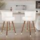 24 Swivel Counter Stools With Backrest Upholstered Pu Leather Bar Stools White