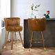 24 Swivel Pu Leather Bar Stools Upholstered Brown Bar Chair For Kitchen Island