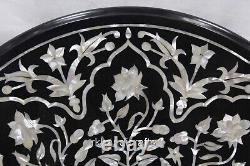 24x24 Inches Mother of Pearl Inlay Work Bar Table Black Marble Coffee Table Top
