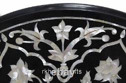 24x24 Inches Mother of Pearl Inlay Work Bar Table Black Marble Coffee Table Top