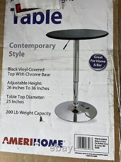 25 Round Indoor Home Pub Bar Table Adjustable Bistro Counter Round Swivel Top