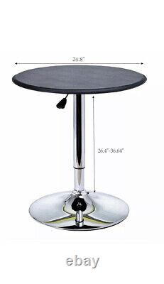 25 Round Indoor Home Pub Bar Table Adjustable Bistro Counter Round Swivel Top