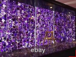 27 Inches Square Resin Center Table for Bar Purple Agate Stone Coffee Table Top