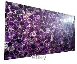 27 Inches Square Resin Center Table for Bar Purple Agate Stone Coffee Table Top