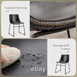 2 Pcs Black 18 Counter Height Bar Stools Leather Barstools Modern Bar Chairs