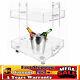 2 Tiers Mobile Display Home Bar Storage Cart Acrylic Serving Table With 4 Wheels