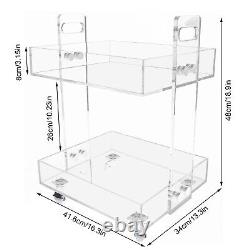 2 Tiers Mobile Display Home Bar Storage Cart Acrylic Serving Table with 4 Wheels