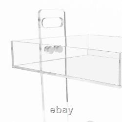 2 Tiers Mobile Display Home Bar Storage Cart Acrylic Serving Table with 4 Wheels