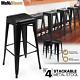 30black 4 Pack Stackable Metal Stool Home Kitchen Counter Bar Table Iron Seat