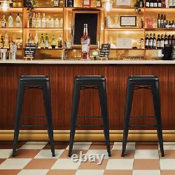 30Black 4 PACK STACKABLE METAL STOOL Home Kitchen Counter Bar Table Iron Seat
