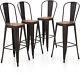 30 Retro Metal Bar Stools Set Of 4 Height Bar Stools With Removable High Backrest