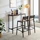 3 Piece Bar Table Set Counter Height Kitchen Pub Table With 2 Bar Stool Brown New