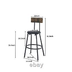 3 Piece Bar Table Set Counter Height Kitchen Pub Table with 2 Bar Stools Brown
