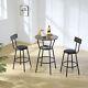 3 Piece Bar Table Set Counter Height Kitchen Table With 2 Upholstered Stools Brown
