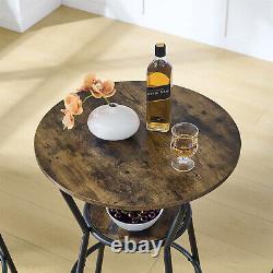 3 Piece Bar Table Set Counter Height Kitchen Table with 2 Upholstered Stools Brown