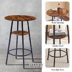 3 Piece Bar Table Set Counter Height Kitchen Table with 2 Upholstered Stools US