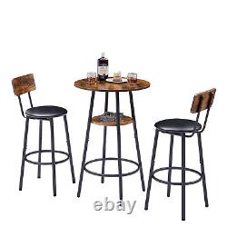 3 Piece Bar Table Set Counter Height Kitchen Table with 2 Upholstered Stools US