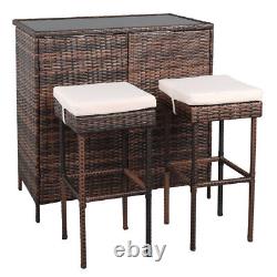 3-Piece Brown Gradient Bar Table Set with Bar Stools Modern Home Furniture