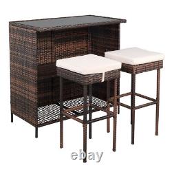 3-Piece Brown Gradient Bar Table Stool Set for Home Pub Dining Furniture