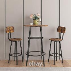 3 Piece Retro Home Coffee Stand Bar Table 2 Bar Stools With Backrest and Partition