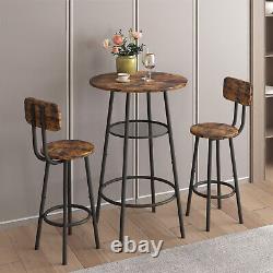 3 Piece Retro Home Coffee Stand Bar Table 2 Bar Stools With Backrest and Partition