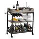 3 Tier Bar Carts For The Home, Bar Cart With Wheels, Two Portable Retro Grey