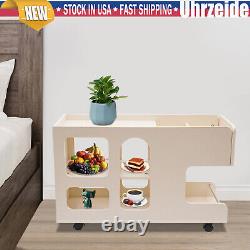 3-Tier Mobile Trolley Sofa Side Table with Wheels Rolling Cart Storage Organizer