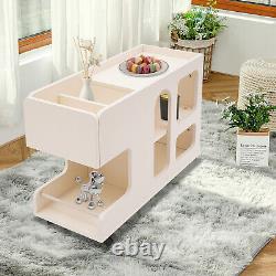 3-Tier Mobile Trolley Sofa Side Table with Wheels Rolling Cart Storage Organizer