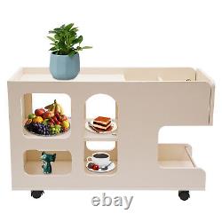 3-Tier Mobile Trolley Sofa Side Table with Wheels Rolling Cart Storage Organizer