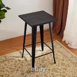 41.25 H Modern Style High Heavy-Duty Metal Black Steel Square Bar Table with So