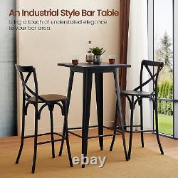 41.25 H Modern Style High Heavy-Duty Metal Black Steel Square Bar Table with So