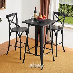 41.25 H Modern Style High Heavy-Duty Metal Black Steel Square Bar Table with So