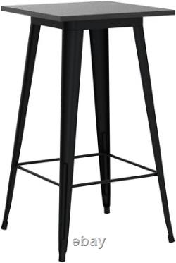 41.25 H Modern Style High Heavy-Duty Metal Black Steel Square Bar Table with So