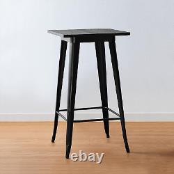 41.25 H Modern Style High Heavy-Duty Metal Black Steel Square Bar Table with So