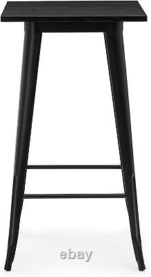 41.25 H Modern Style High Heavy-Duty Metal Black Steel Square Bar Table with So