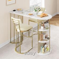43 Bar Table With 3 Storage Shelf for Kitchen Dining Living Room Home Bar Party
