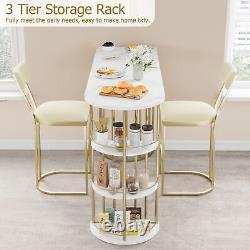 43 Bar Table With 3 Storage Shelf for Kitchen Dining Living Room Home Bar Party