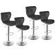 4 Pcs Shell Back Bar Stool Metal Pu 37-45.5 Height Adjustable Chairs, Black