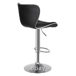 4 Pcs Shell Back Bar Stool Metal PU 37-45.5 Height Adjustable Chairs, Black