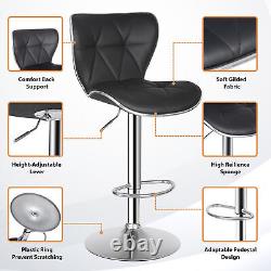 4 Pcs Shell Back Bar Stool Metal PU 37-45.5 Height Adjustable Chairs, Black