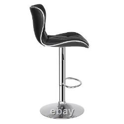 4 Pcs Shell Back Bar Stool Metal PU 37-45.5 Height Adjustable Chairs, Black