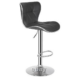 4 Pcs Shell Back Bar Stool Metal PU 37-45.5 Height Adjustable Chairs, Black