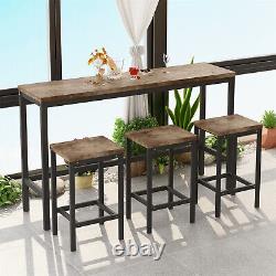 4 Piece Bar Table Set Counter Height Kitchen Pub Table with 3 Bar Stool US