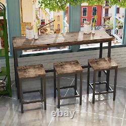 4 Piece Bar Table Set Counter Height Kitchen Pub Table with 3 Bar Stool US