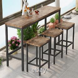 4 Piece Bar Table Set Counter Height Kitchen Pub Table with 3 Bar Stool US