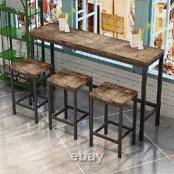 4 Piece Bar Table Set Counter Height Kitchen Pub Table with 3 Bar Stool US