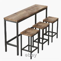 4 Piece Bar Table Set Counter Height Kitchen Pub Table with 3 Bar Stool US