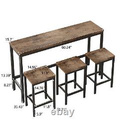 4 Piece Bar Table Set Counter Height Kitchen Pub Table with 3 Bar Stool US